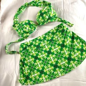 VENUS Push-Up Halter Top with Skirted Mid-Rise Bottom